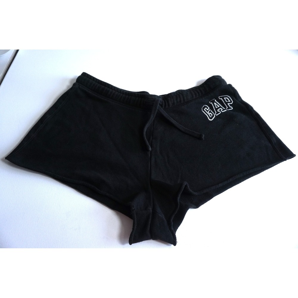 Gap Heritage Logo Sweat Shorts Black Raw Hem Large S/591893-03